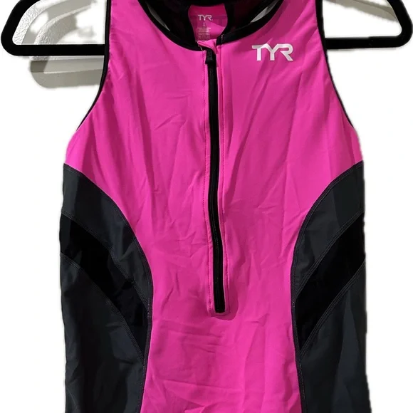 TYR Women's Triathlon Top - Pink and Black worn once - Picture 2 of 5